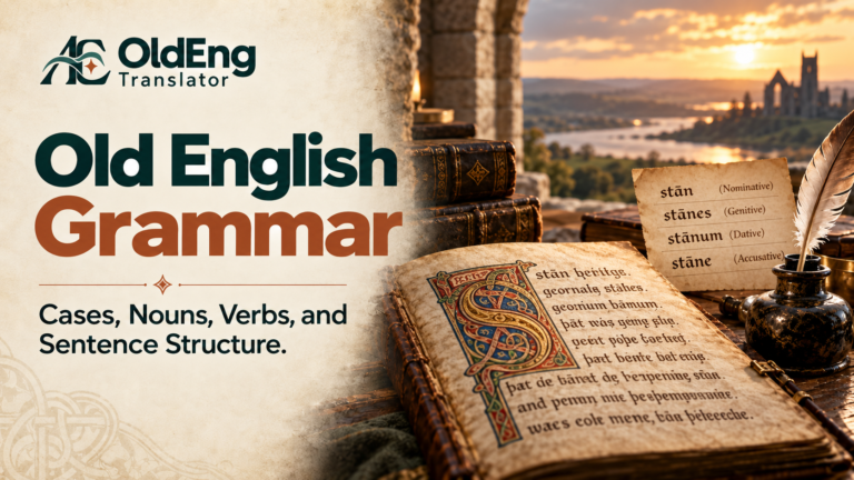 Featured illustration for Old English Grammar: Cases, Nouns, Verbs, and Sentence Structure