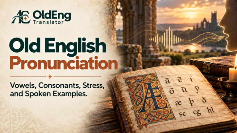 Featured illustration for Old English Pronunciation: Vowels, Consonants, Stress, and Spoken Examples